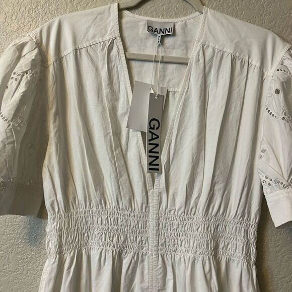 GANNI Broderie anglaise organic cotton midi dress NWT size 36/4-6 $445 - Picture 5 of 6